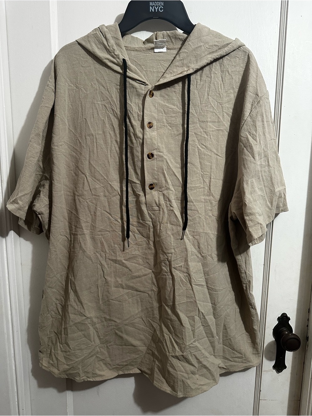 Men's Lightweight Hooded Pullover Shirt Jacket - Taupe NWOT
